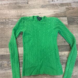 Ralph Lauren Bright Green cashmere Cable-Knit Crew Sweater